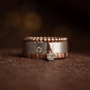 Roodgouden bewerkte ring met diamant in chaton - Afbeelding 6